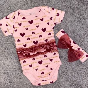 Bebe 3-6 Month Baby Girl Tutu Onesie with Matching Headband